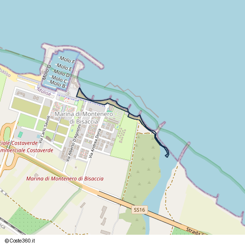 Posizione della spiaggia Spiaggia nei pressi di Via Andrea Doria 64, 86036