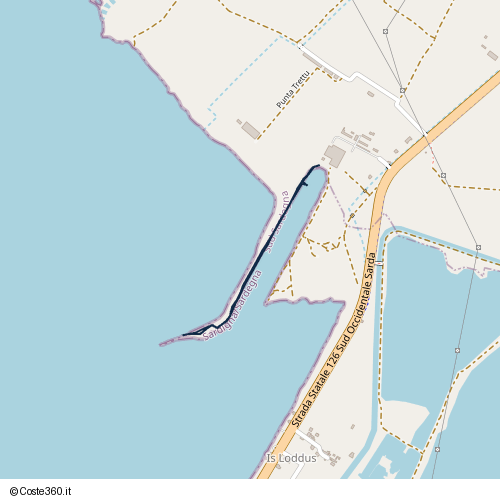 Posizione della spiaggia Spiaggia nei pressi di Punta Trettu, Santu Giuanni Suèrgiu/San Giovanni Suergiu, 09010