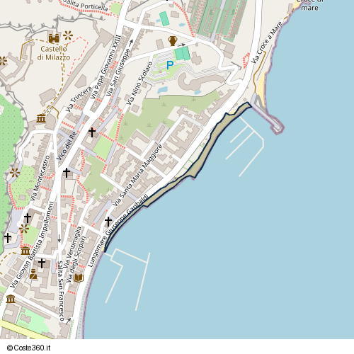 Posizione della spiaggia Spiaggia nei pressi di Lungomare Giuseppe Garibaldi, Milazzo, 98057