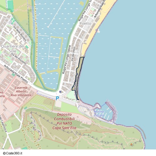 Posizione della spiaggia Spiaggia nei pressi di Arburada/Viale Poetto, Poetto-Medau su Cramu, Casteddu/Cagliari, 09126