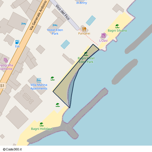 Posizione della spiaggia Spiaggia nei pressi di Vico del Fico, Diano Marina, 18013