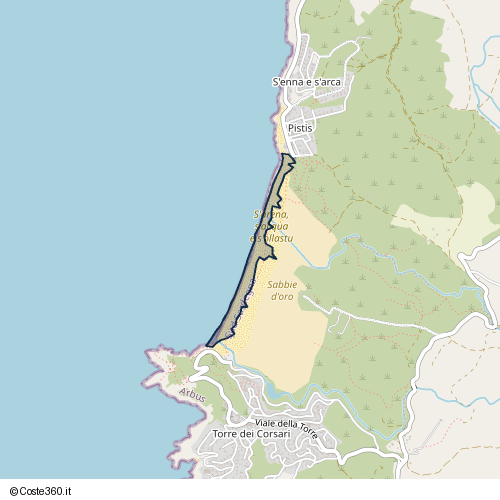 Posizione della spiaggia Spiaggia nei pressi di Viale della Torre, Arbus, 09031