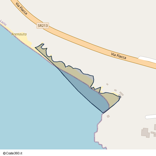 Posizione della spiaggia Spiaggia nei pressi di Via Flacca, Gaeta, 04024