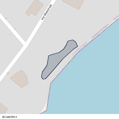 Posizione della spiaggia Spiaggia nei pressi di Via Maestrale 27, Sarrocu/Sarroch, 09018