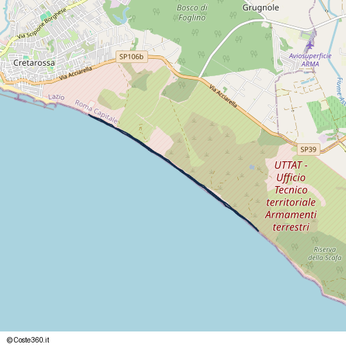 Posizione della spiaggia Spiaggia nei pressi di Nettuno, 00048