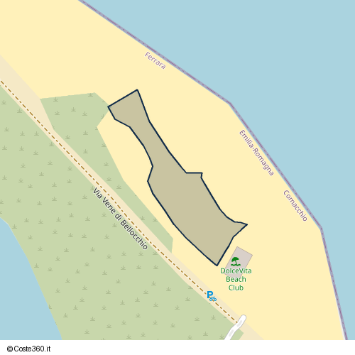 Posizione della spiaggia Spiaggia nei pressi di Via Vene di Bellocchio, Comacchio, 44029