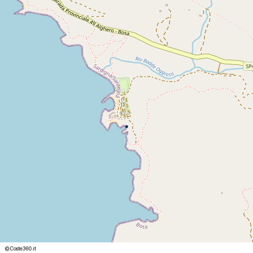 Posizione della spiaggia Spiaggia nei pressi di SP49, Bosa Marina, 08013