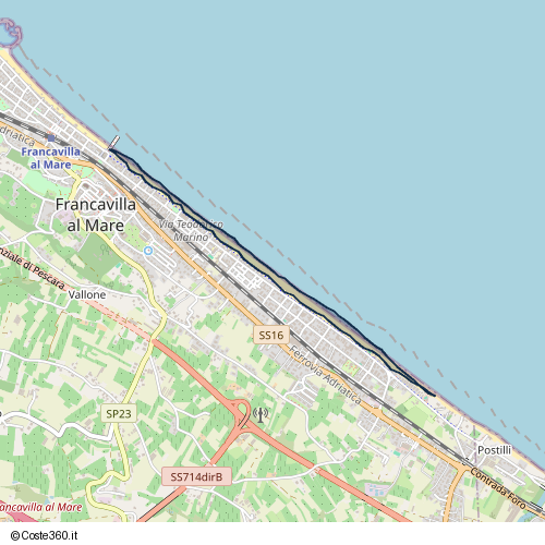 Posizione della spiaggia Spiaggia nei pressi di Ciclovia Adriatica - BI-6, Francavilla al Mare, 66023