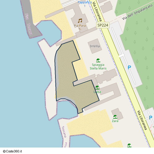 Posizione della spiaggia Spiaggia nei pressi di Via Litoranea, Pisa, 56128