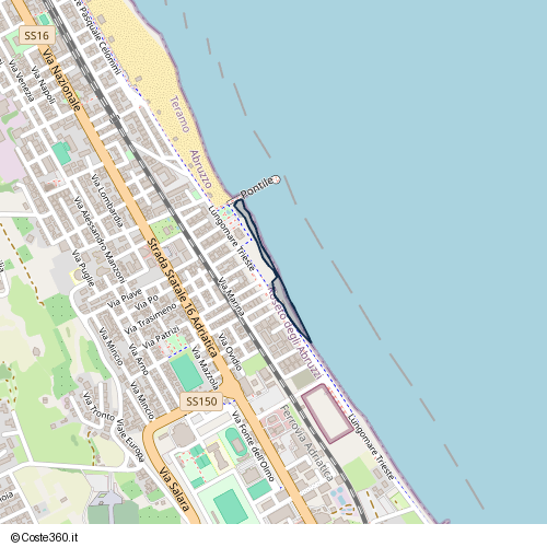 Posizione della spiaggia Spiaggia nei pressi di Lungomare Trieste, Roseto degli Abruzzi, 64026