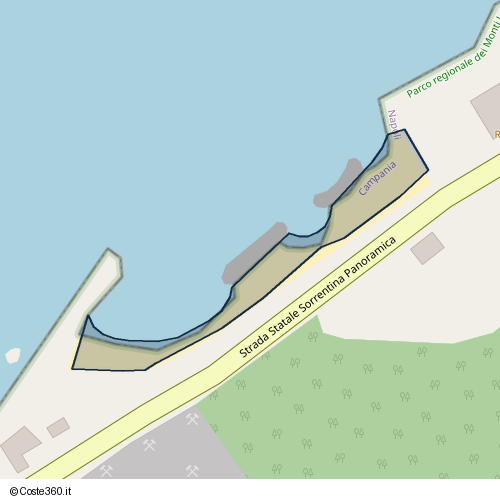 Posizione della spiaggia Spiaggia nei pressi di Strada Statale Sorrentina Panoramica, Castellammare di Stabia, 80069