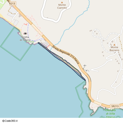 Posizione della spiaggia Spiaggia nei pressi di Strada Regionale 213 Flacca, Sperlonga, 04029