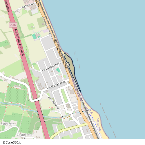 Posizione della spiaggia Spiaggia nei pressi di Via Cristoforo Colombo, Civitanova Marche, 62012