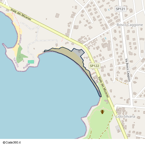 Posizione della spiaggia Spiaggia nei pressi di Viale dei Micenei, Taranto