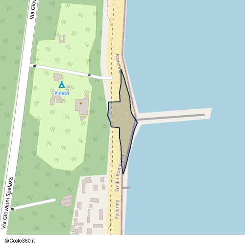 Posizione della spiaggia Spiaggia nei pressi di Via Giovanni Spalazzi 15, Ravenna, 48023