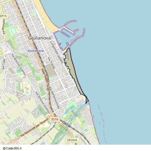 Posizione della spiaggia Spiaggia nei pressi di Lungomare Rodi, Giulianova, 64021