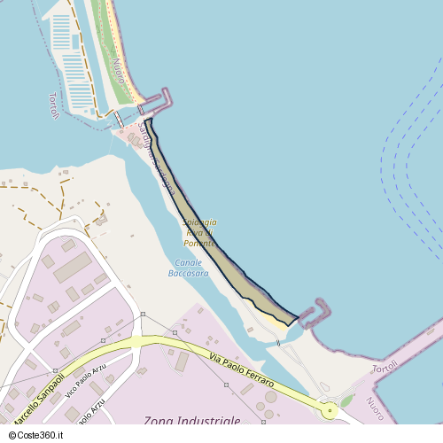 Posizione della spiaggia Spiaggia nei pressi di Via Paolo Ferraro, Tortolì, 08048