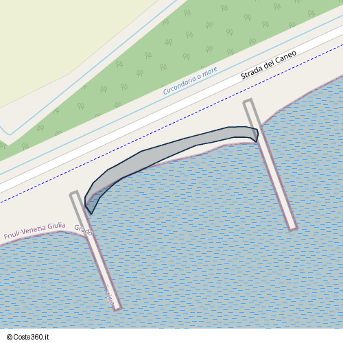 Posizione della spiaggia Spiaggia nei pressi di Strada del Caneo, Grado, 34073