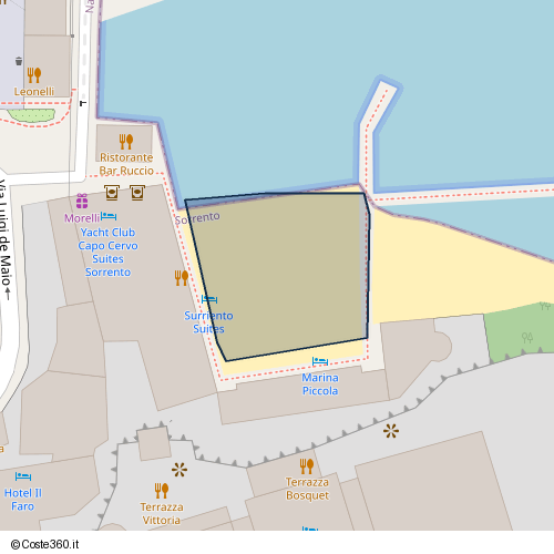 Posizione della spiaggia Spiaggia nei pressi di Via Luigi de Maio, Marina Piccola, Sorrento, 80067