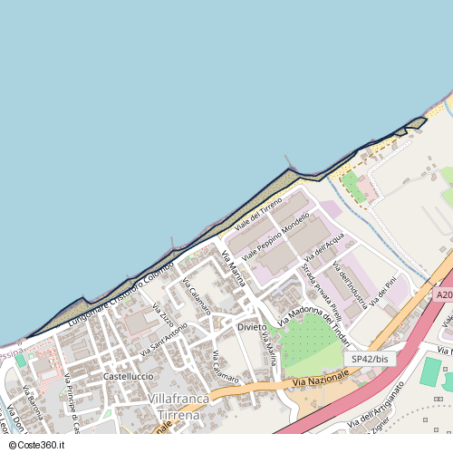 Posizione della spiaggia Spiaggia nei pressi di Lungomare Cristoforo Colombo, Villafranca Tirrena, 98049