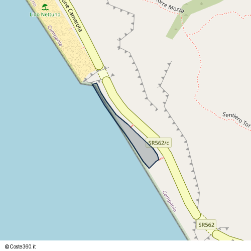 Posizione della spiaggia Spiaggia nei pressi di Strada Regionale 562 del Golfo di Policastro-Diramazione Camerota, Camerota, 84059