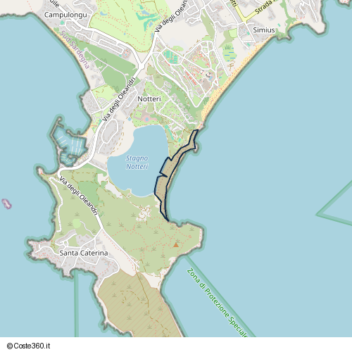 Posizione della spiaggia Spiaggia nei pressi di Via Notteri, Crabonaxa/Villasimius, 09049