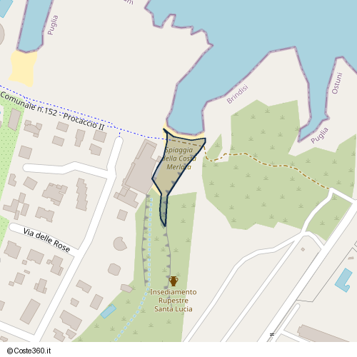 Posizione della spiaggia Spiaggia nei pressi di Strada Comunale n.152 - Procaccio II, Ostuni