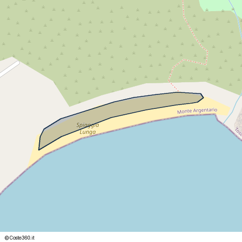 Posizione della spiaggia Spiaggia nei pressi di Strada Provinciale Panoramica di Porto Ercole, Porto Ercole, 58018