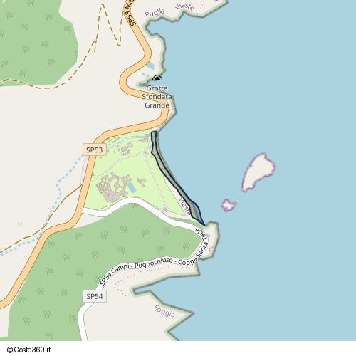 Posizione della spiaggia Spiaggia nei pressi di Litoranea, Vieste