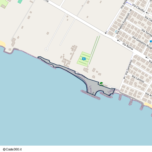 Posizione della spiaggia Spiaggia nei pressi di Via Marina Torre Flavia, Ladispoli, 00050