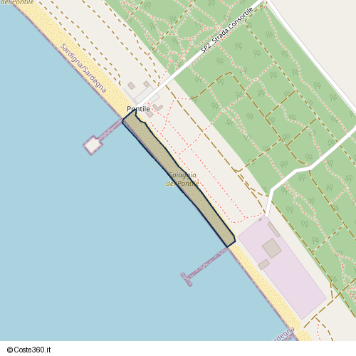 Posizione della spiaggia Spiaggia nei pressi di Strada Consortile, Aristanis/Oristano, 09170