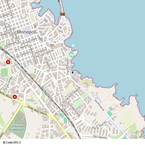 Posizione della spiaggia Spiaggia nei pressi di Via T. Moro 2, Monopoli, 70043