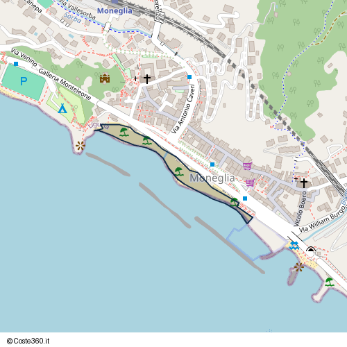 Posizione della spiaggia Spiaggia nei pressi di Lungomare Dante Alighieri, Moneglia, 16030