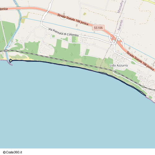 Posizione della spiaggia Spiaggia nei pressi di Via Piantata delle Fontanelle, Massafra, 74010