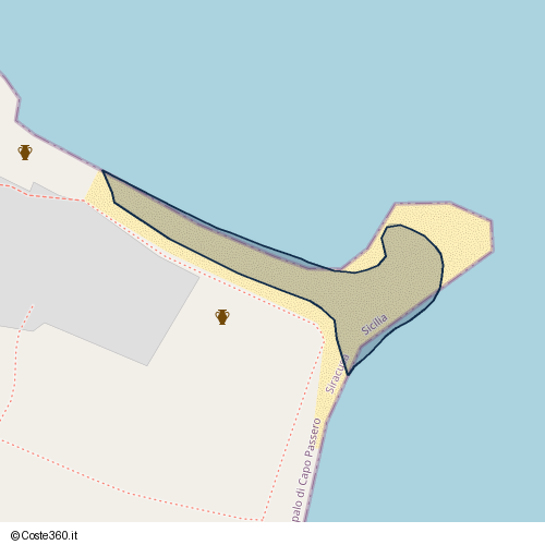 Posizione della spiaggia Spiaggia nei pressi di Via Vittorio Emanuele Secondo, Portopalo di Capo Passero, 96026
