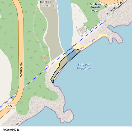 Posizione della spiaggia Spiaggia nei pressi di Galleria Invrea, Varazze, 16016