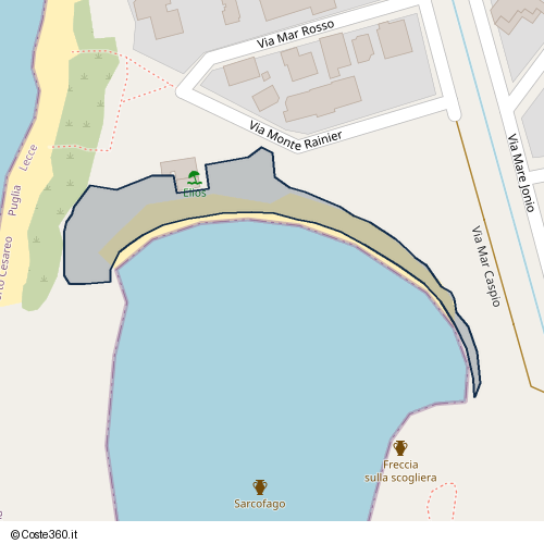 Posizione della spiaggia Spiaggia nei pressi di Via Monte Rainier, Porto Cesareo