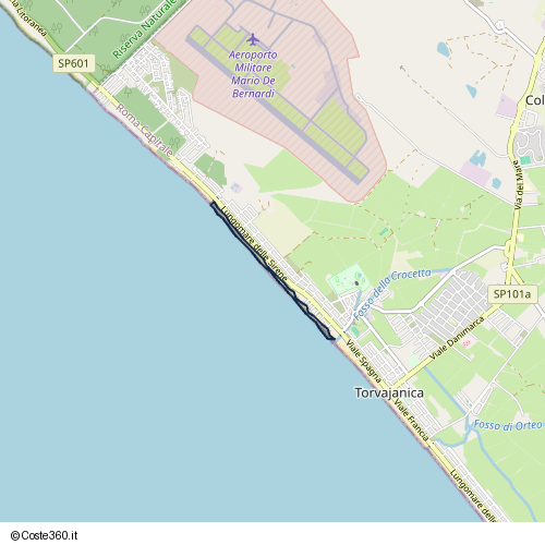 Posizione della spiaggia Spiaggia nei pressi di Lungomare delle Sirene, Torvajanica, Pomezia, 00071