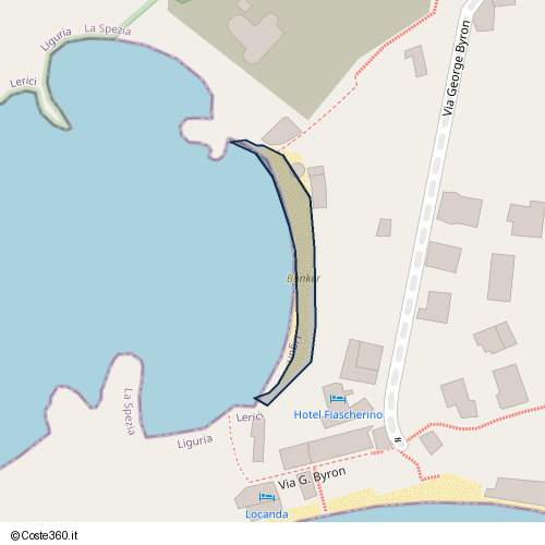 Posizione della spiaggia Spiaggia nei pressi di prima scalinata, Lerici, 19032