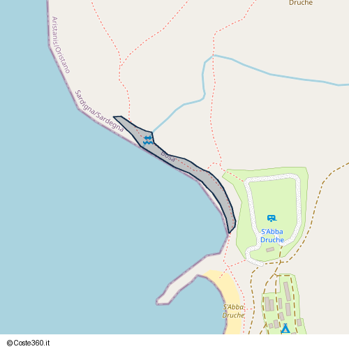 Posizione della spiaggia Spiaggia nei pressi di SP49, Bosa Marina, 08013