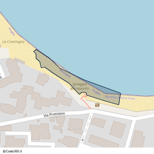 Posizione della spiaggia Spiaggia nei pressi di Via Prussiano, Bisceglie, 76011