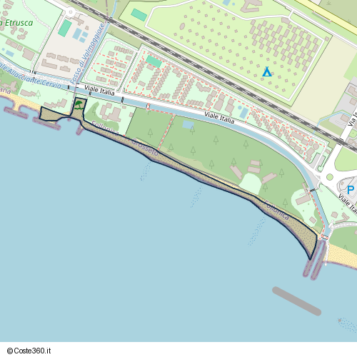 Posizione della spiaggia Spiaggia nei pressi di Viale Italia 315, Follonica, 58022