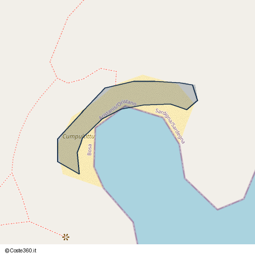 Posizione della spiaggia Spiaggia nei pressi di SP49, Bosa Marina, 08013