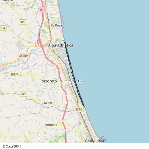 Posizione della spiaggia Spiaggia nei pressi di Lungomare Sirena, Tortoreto, 64018