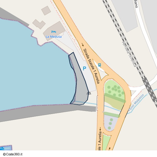 Posizione della spiaggia Spiaggia nei pressi di Strada Statale 1 Aurelia, Boccelle, Civitavecchia, 00053