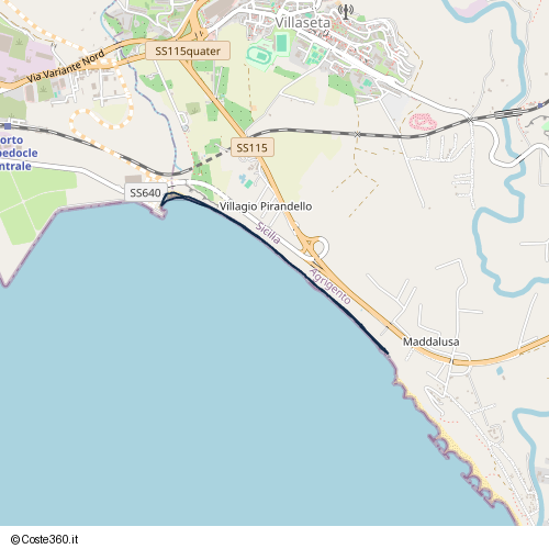 Posizione della spiaggia Spiaggia nei pressi di Strada statale Strada degli Scrittori, Agrigento, 92100