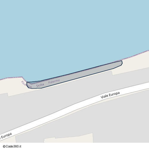 Posizione della spiaggia Spiaggia nei pressi di Viale Europa, Ficarazzi, 90010