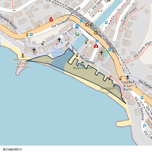 Posizione della spiaggia Spiaggia nei pressi di Via Cavour, Sori, 16031