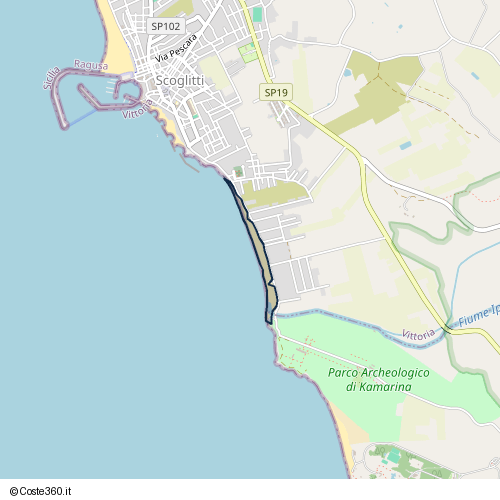 Posizione della spiaggia Spiaggia nei pressi di Riviera Kamarina, Vittoria, 97019