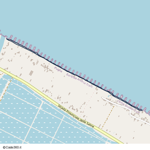 Posizione della spiaggia Spiaggia nei pressi di Strada Provinciale delle Saline, Margherita di Savoia, 76016